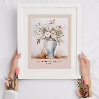 花瓶に活けられた水彩画風の花束アート