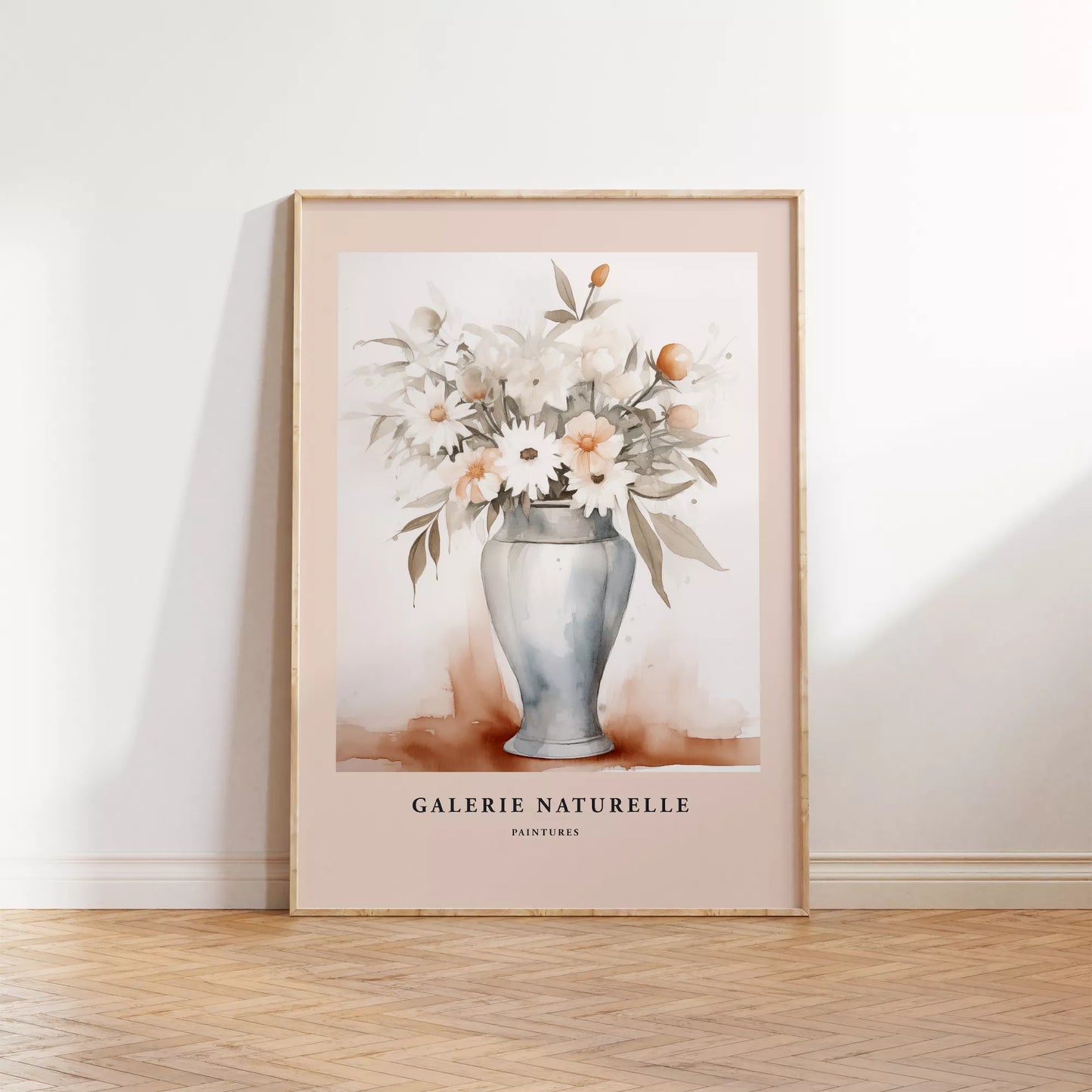 花瓶に活けられた水彩画風の花束アート