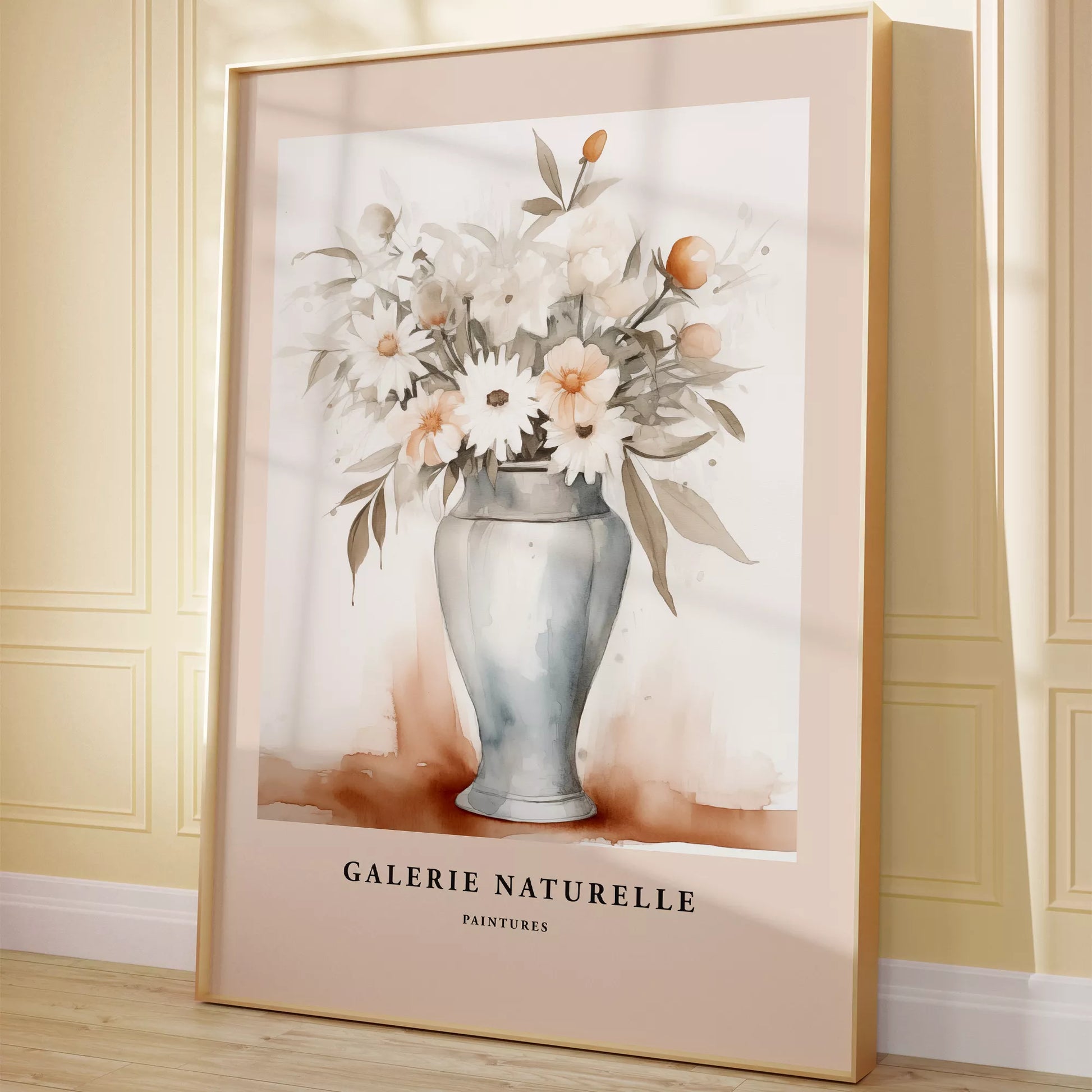 花瓶に活けられた水彩画風の花束アート