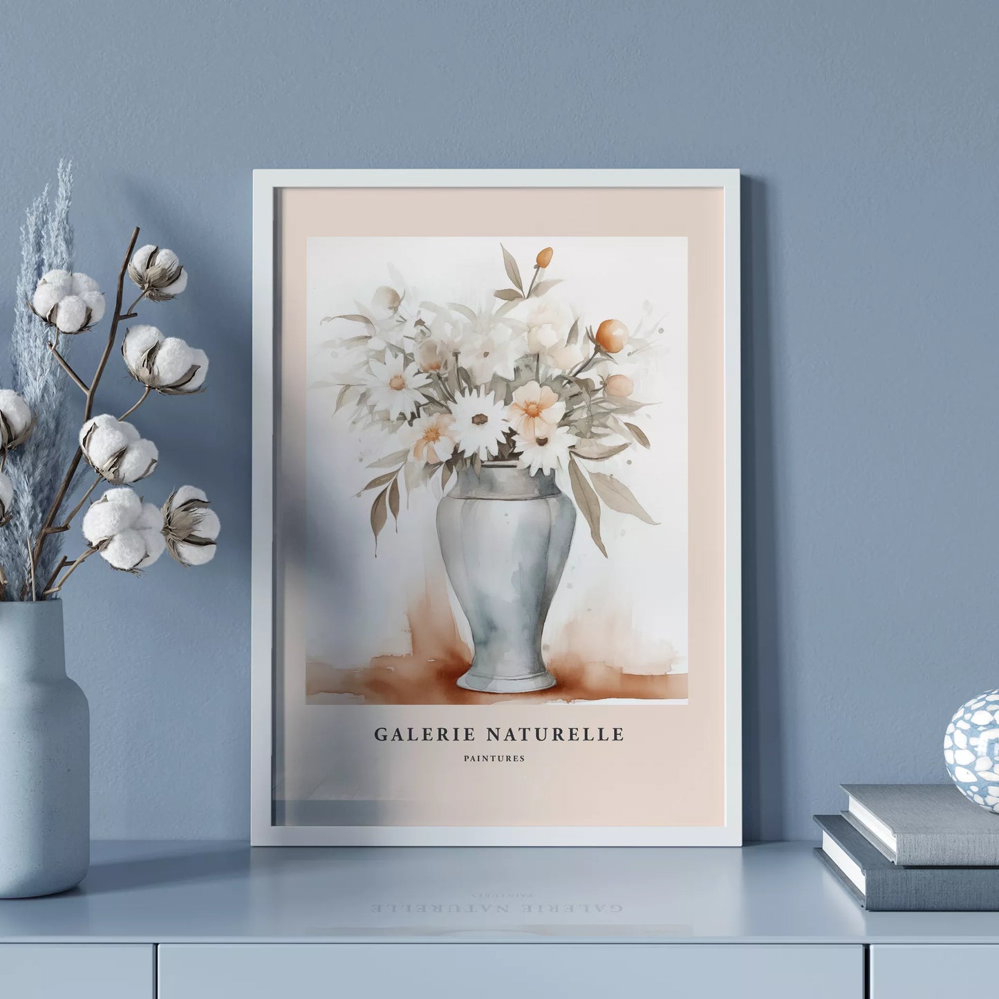 花瓶に活けられた水彩画風の花束アート